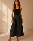 Black Matter of Time Poplin Skirt