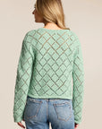 Crystal Green Hullen Crochet Sweater