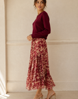 Burgundy Mixed Media Maxi Dress