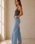 Comet High Rise Distressed Hem Wide With Crease