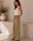 Olive Wide Leg Flowy Pants