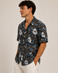 Brown Linen Floral Montauk Short Sleeve Shirt