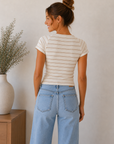Taupe & White Adina Top