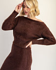 Brown Off Shoulder Sweater