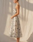Natural & Black Midi Dress