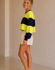 Navy & Yellow Sidelines Pullover Knit
