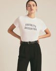 White Cropped Collegiate Tee