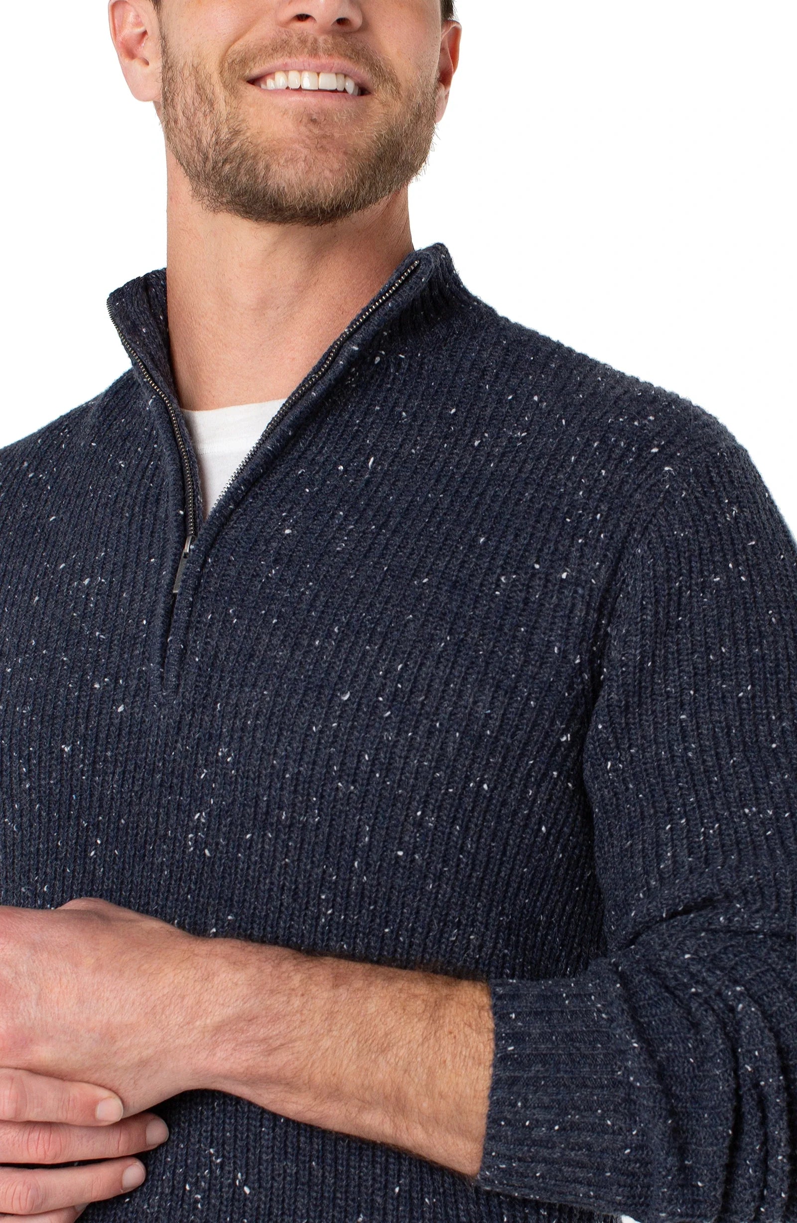 Indigo Blue Men's Donegal Rib 1/4 Zip Sweater