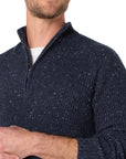 Indigo Blue Men's Donegal Rib 1/4 Zip Sweater