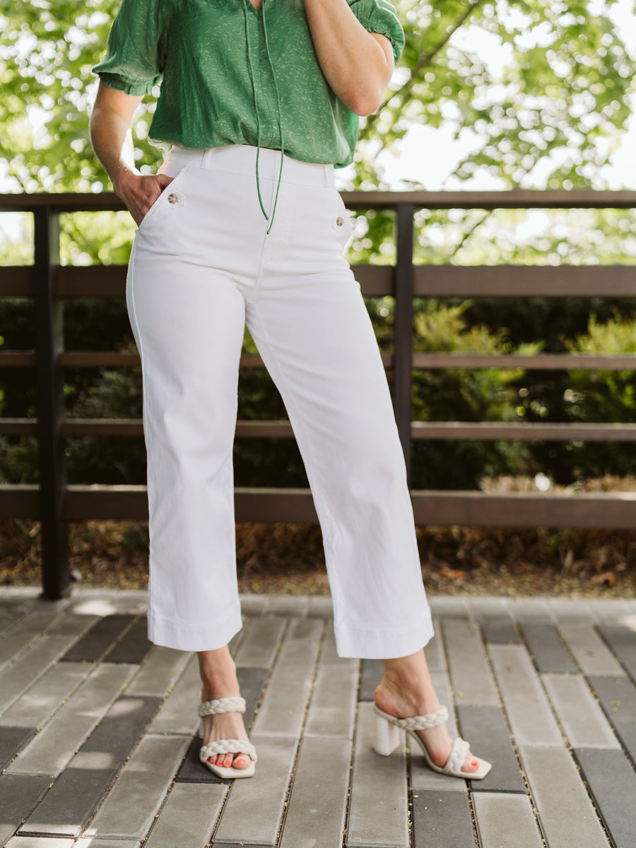 TWILL CROPPED WIDE-LEG PANT - UP! Pants