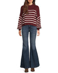 Maroon Stripe Niki Sweater