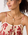 Cream & Red Riley Tie Top