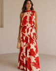 Pale Peach Floral Maxi Dress