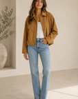 Camel Faux Suede Bubble Jacket