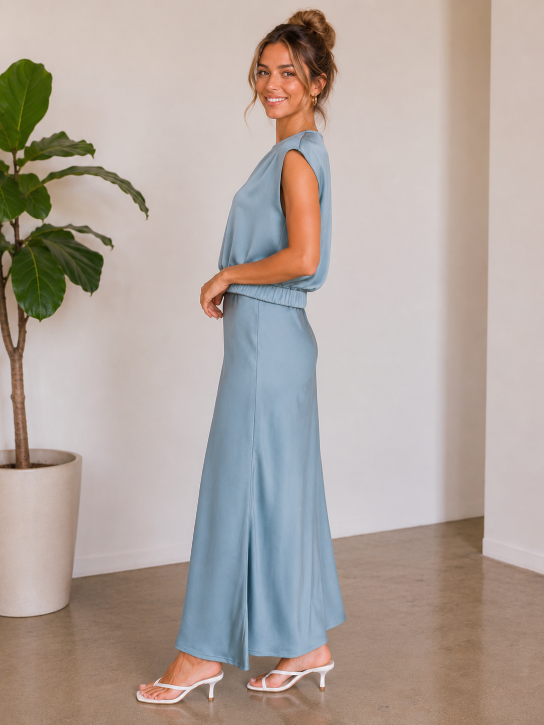 Dusty Blue Eliana Top
