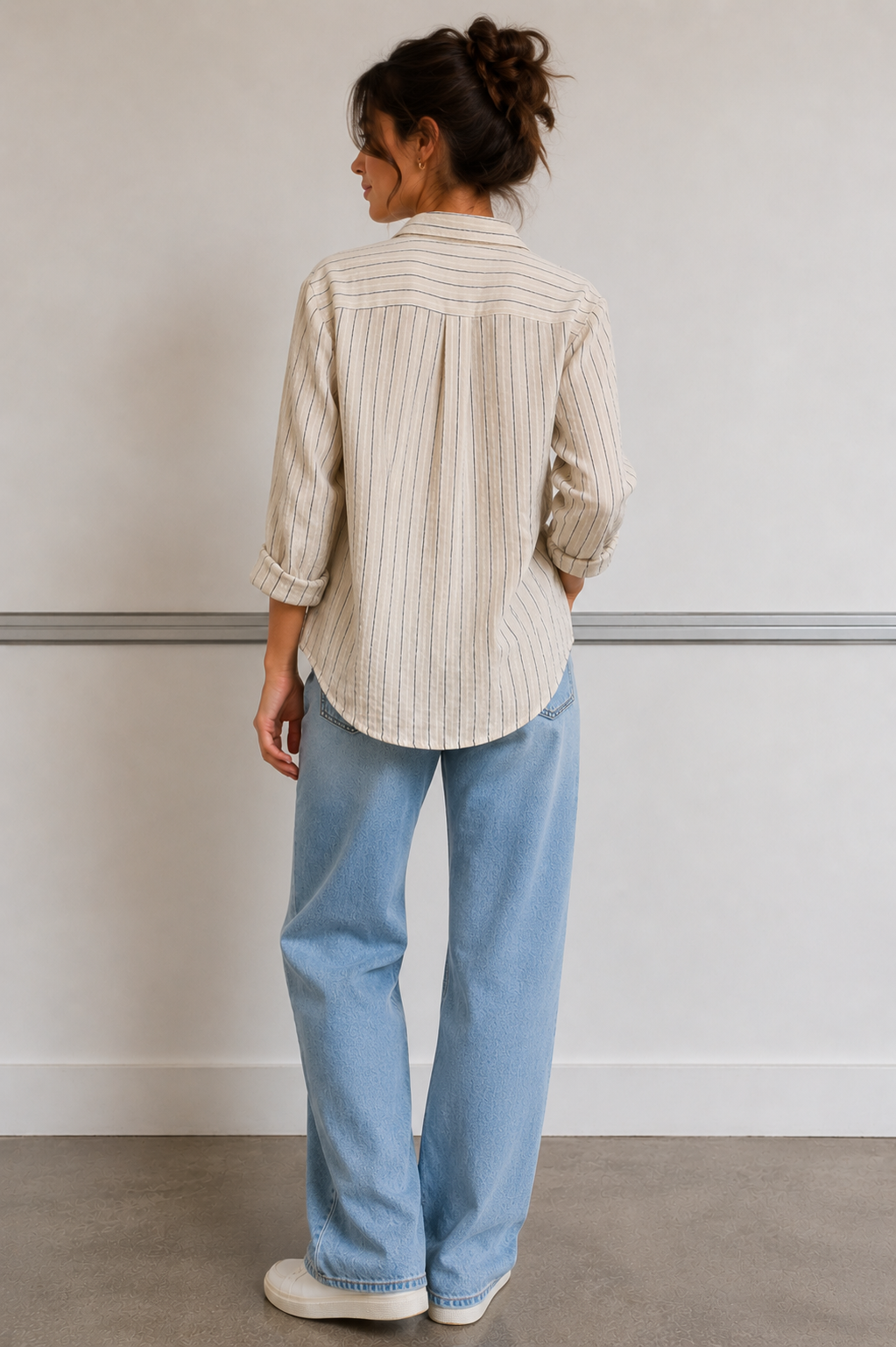 Black Stripe Long Sleeve Woven Shirt