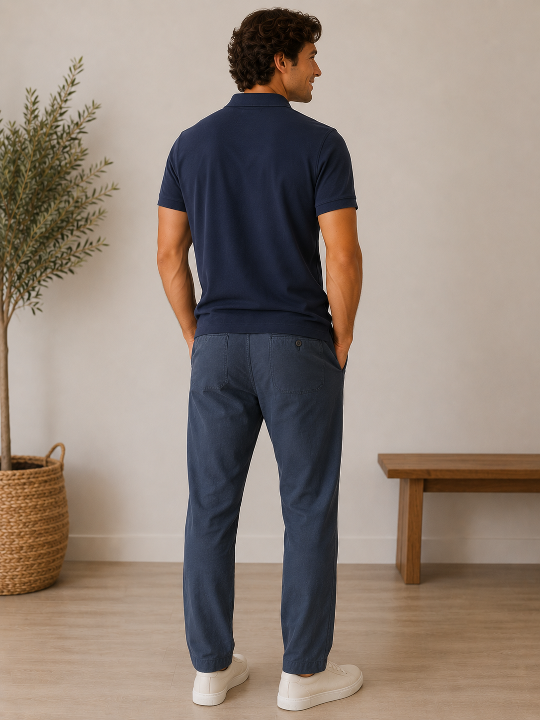 Navy Laguna Linen Chino Pant