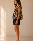 Cream & Black Sara Sleeveless Top
