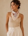 Beige Floral Daisy Scarf