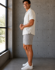 Gull Grey Linen Texture Aim Short 8"