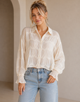 Butter Cream Romantic Sheer Blouse