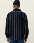 Dark Navy Lennon Wool Pinstripe Overshirt