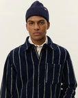 Dark Navy Lennon Wool Pinstripe Overshirt