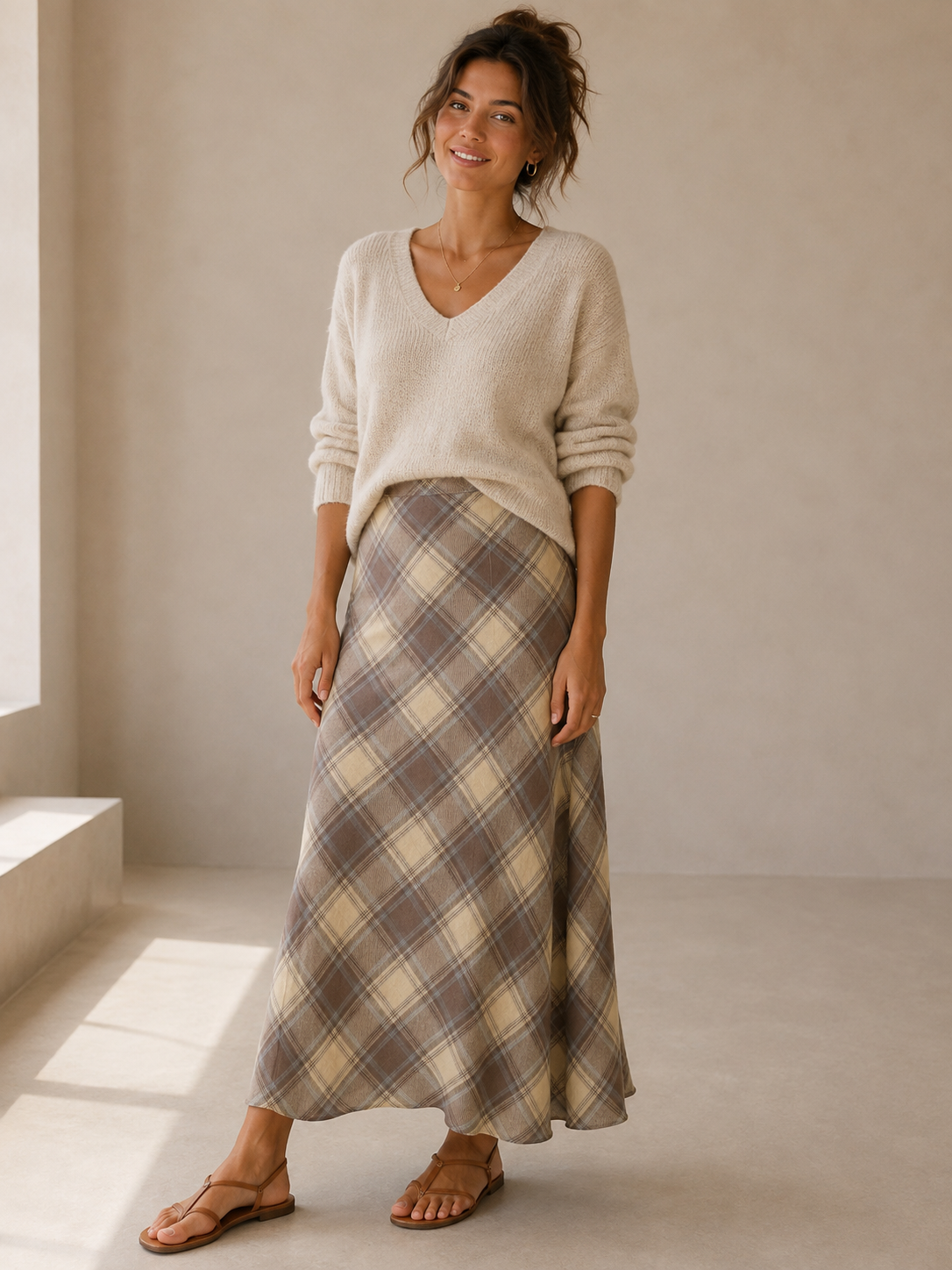 Ecru &amp; Blue Ariel Skirt