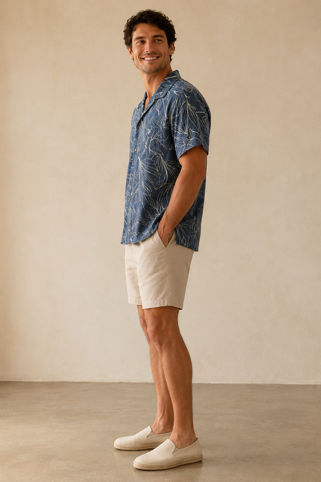 Blue Floral Jacquard Resort Shirt