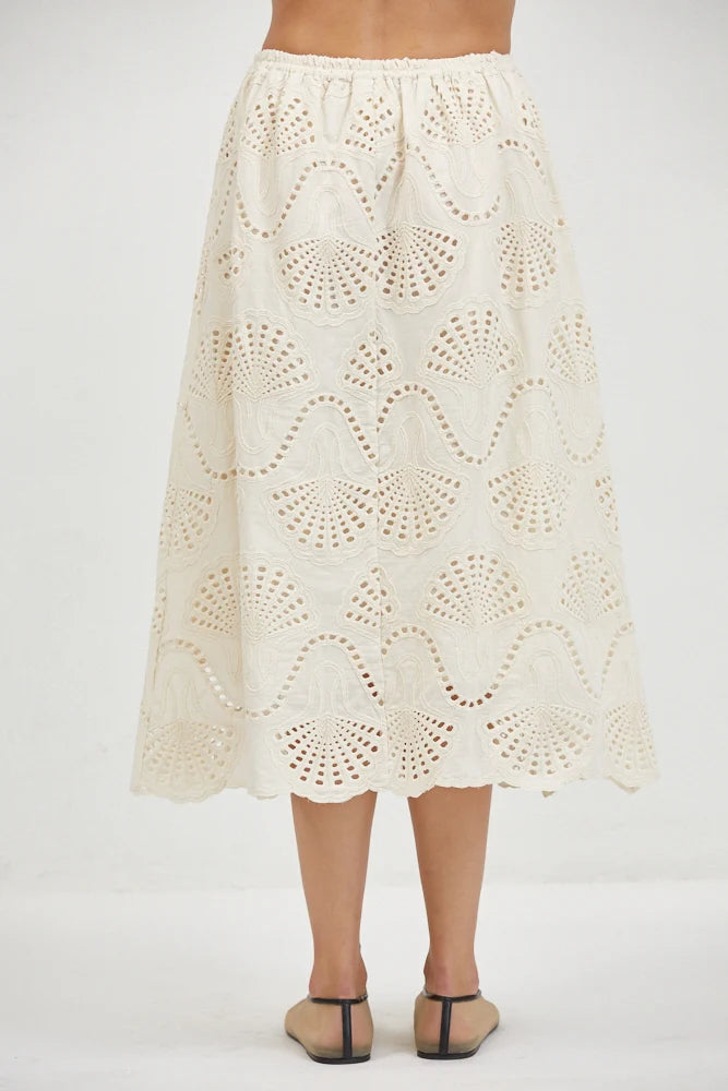 Natural Cannes Eyelet Skirt