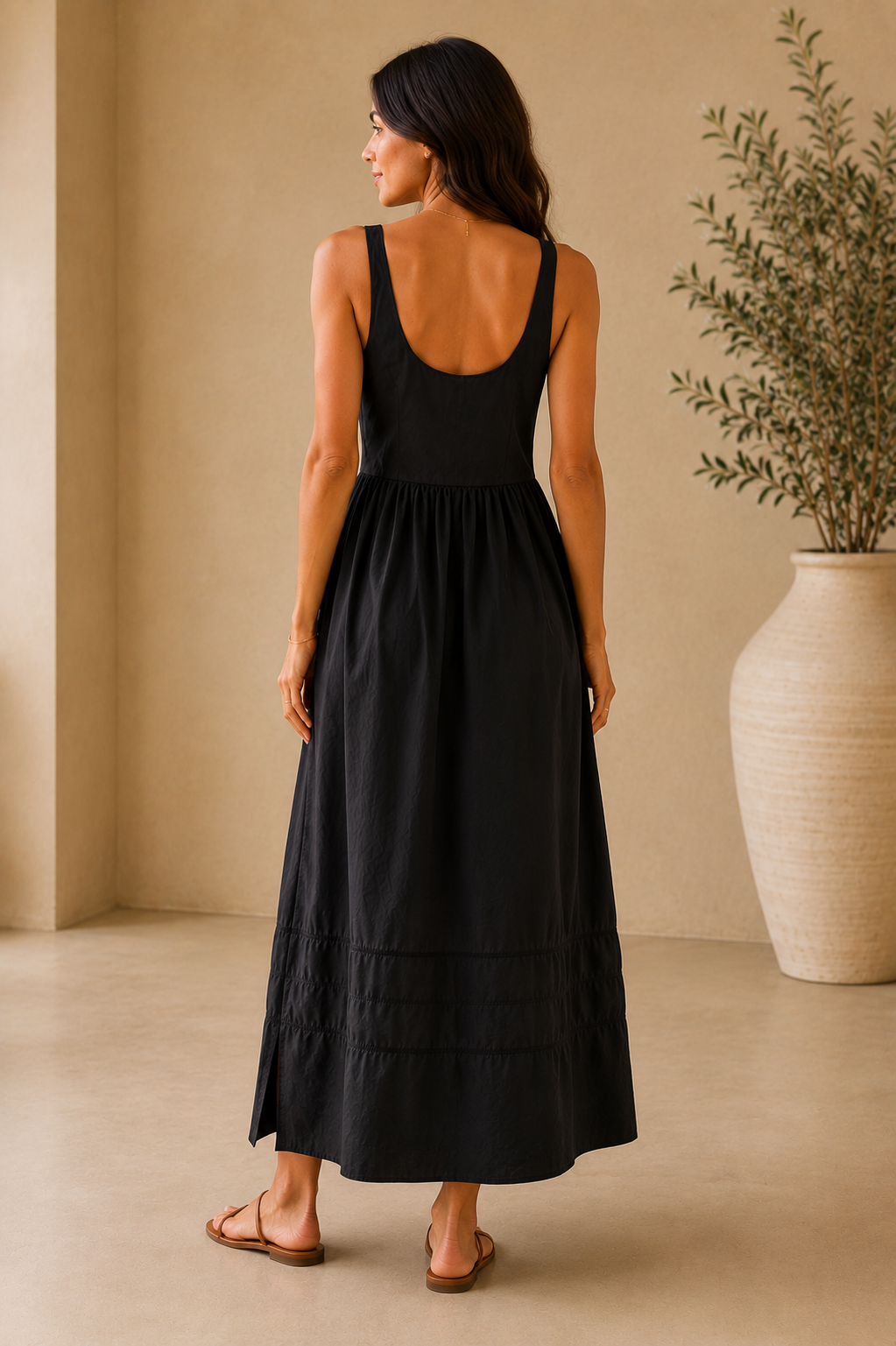 Black Johanna Midi Dress