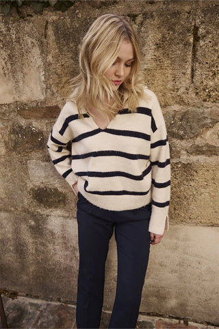 Navy Stripe Brace Sweater