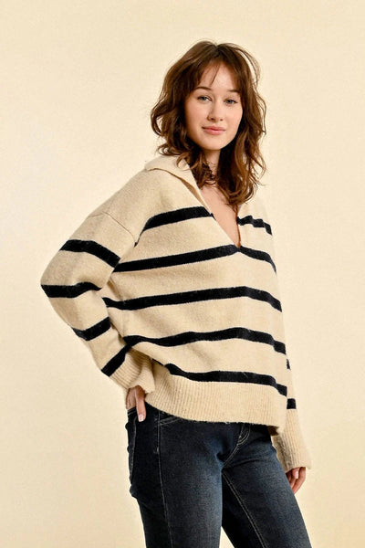 Navy Stripe Brace Sweater