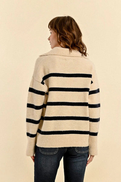 Navy Stripe Brace Sweater