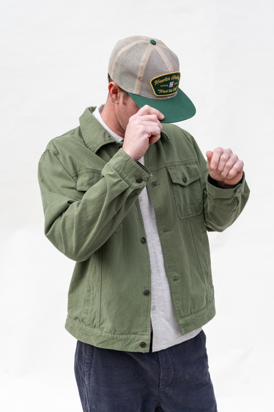 Olive Brushed Twill Trucker