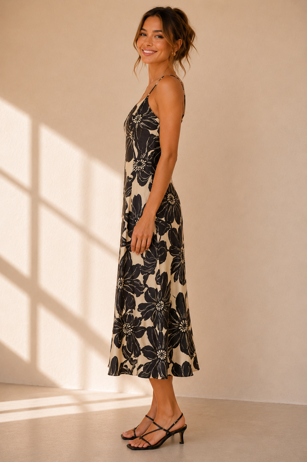 Cream &amp; Black Corin Midi Dress