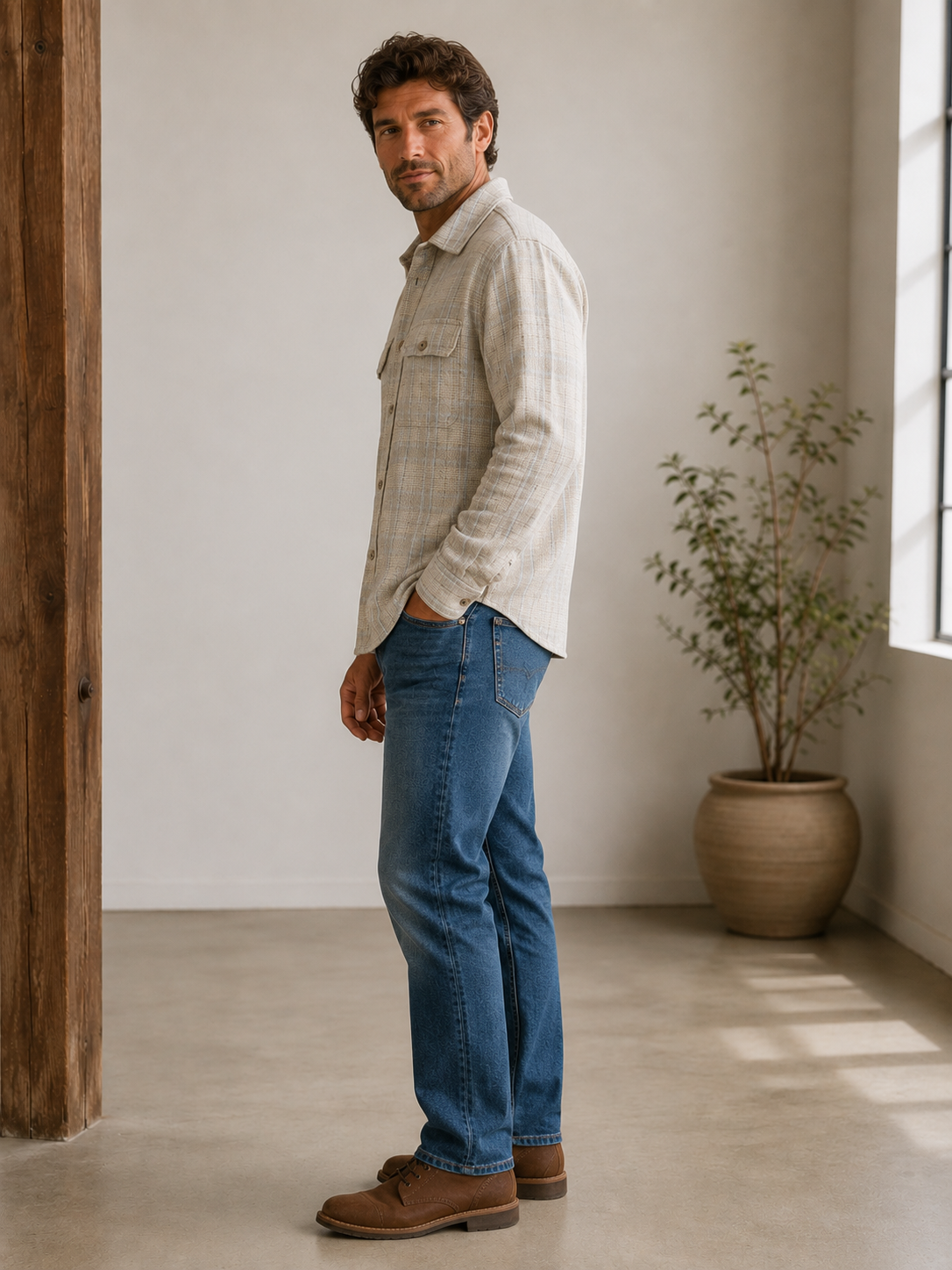 Oatmeal Light Blue Overshirt