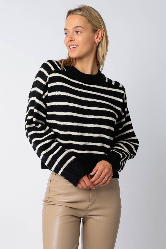 Black Striped Marcie Sweater - JT22-172