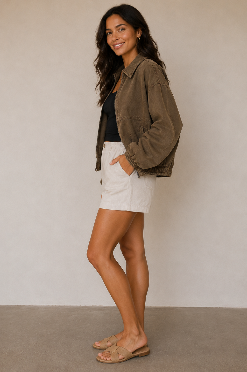 Olive Green Birdie Washed Jacket