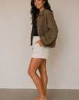 Olive Green Birdie Washed Jacket