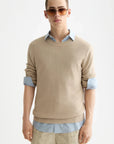 Plaza Taupe Linnen Blend Crew Neck