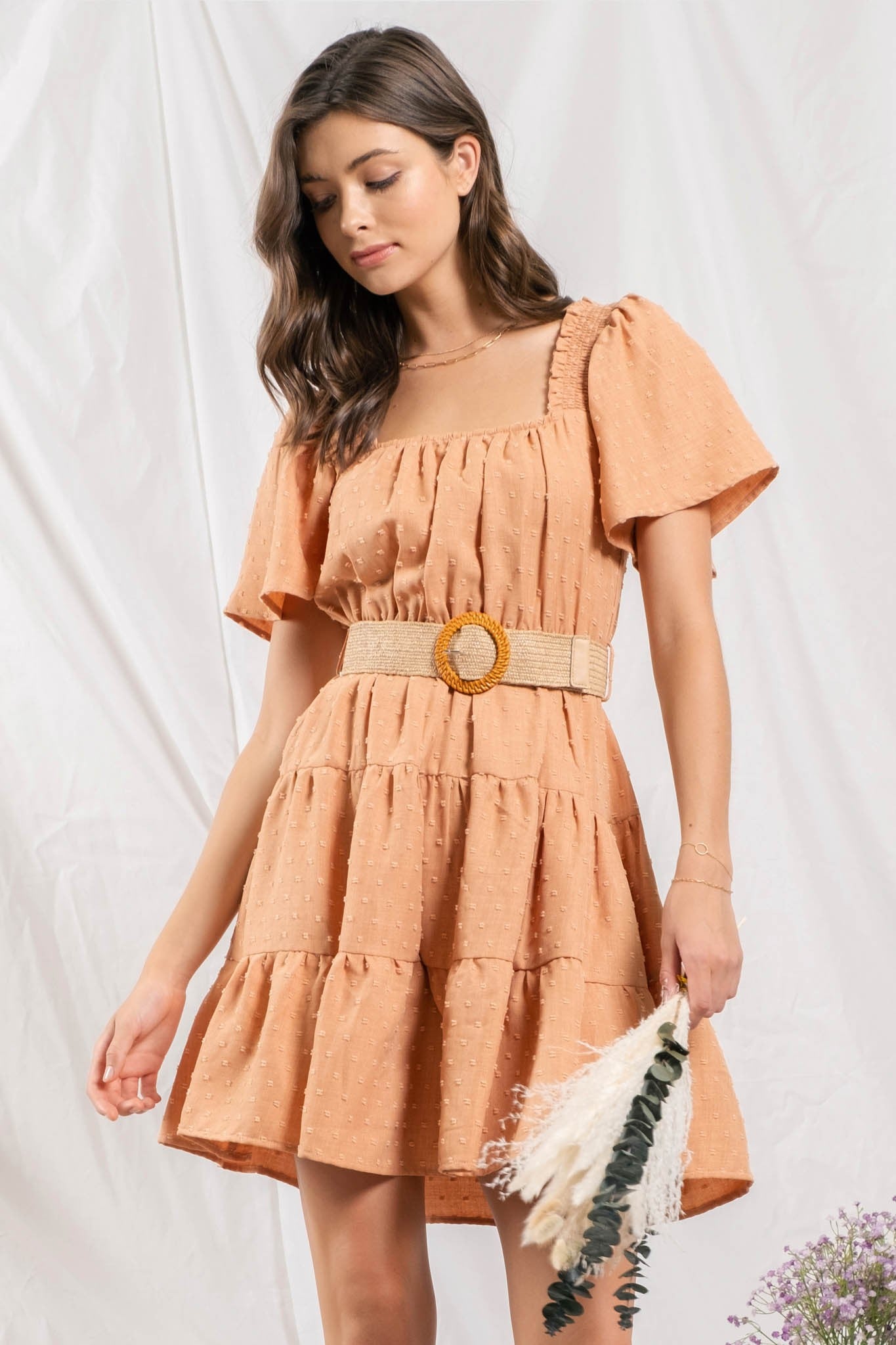 Apricot Flowy Dress - CR1961