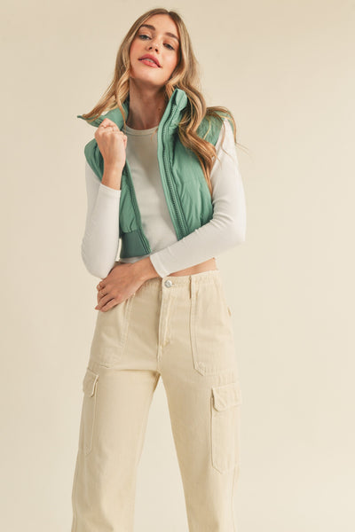 Dusty Emerald Cropped Vest