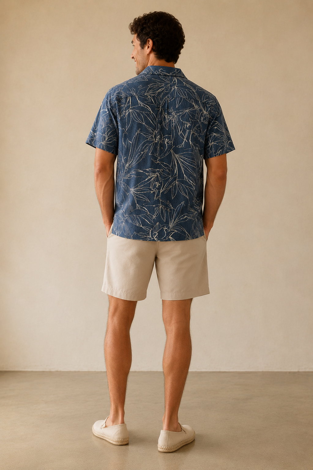 Blue Floral Jacquard Resort Shirt