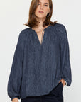 Dark Navy Button Blouse