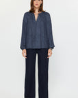 Dark Navy Button Blouse