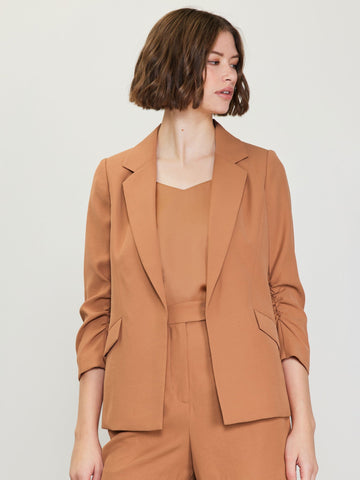 Hazelnut Recycled Shirred Sleeve Blazer