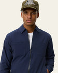 Dark Navy Marseille Seersucker Zipper Jacket