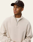 Light Sand Crew Half-Zip Sweater