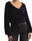Black Sadira Fluffy Cardigan